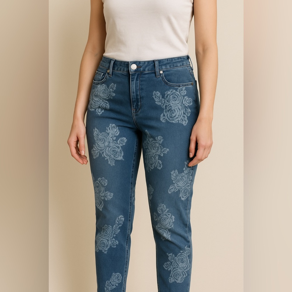 Floral Print Mid Rise Jeans 12